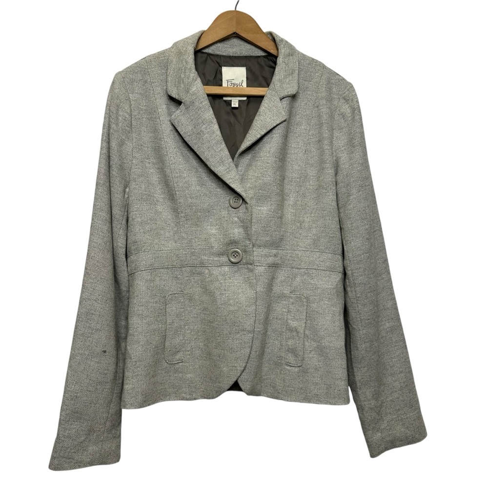 Fossil Gray Wool And Rayon Blend Two Button Blaze… - image 1